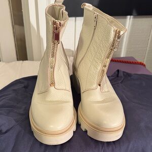 Lola Cream Leather Combat Boots